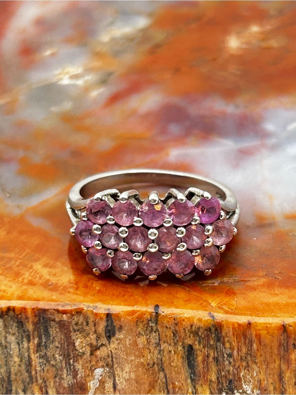 Sterling Silver Pink Topaz Ring - Size 7